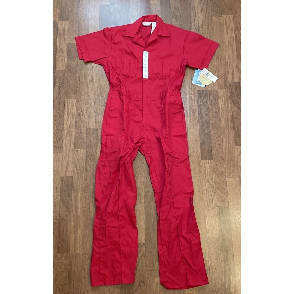 Walls Coveralls 40 Reg Master Made Red Work Wear Short Sleeve VTG Made In USA